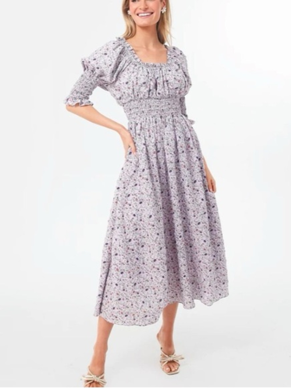 Tuckernuck Hyacinth House Lilac /Lavender Floral Maxi Dress